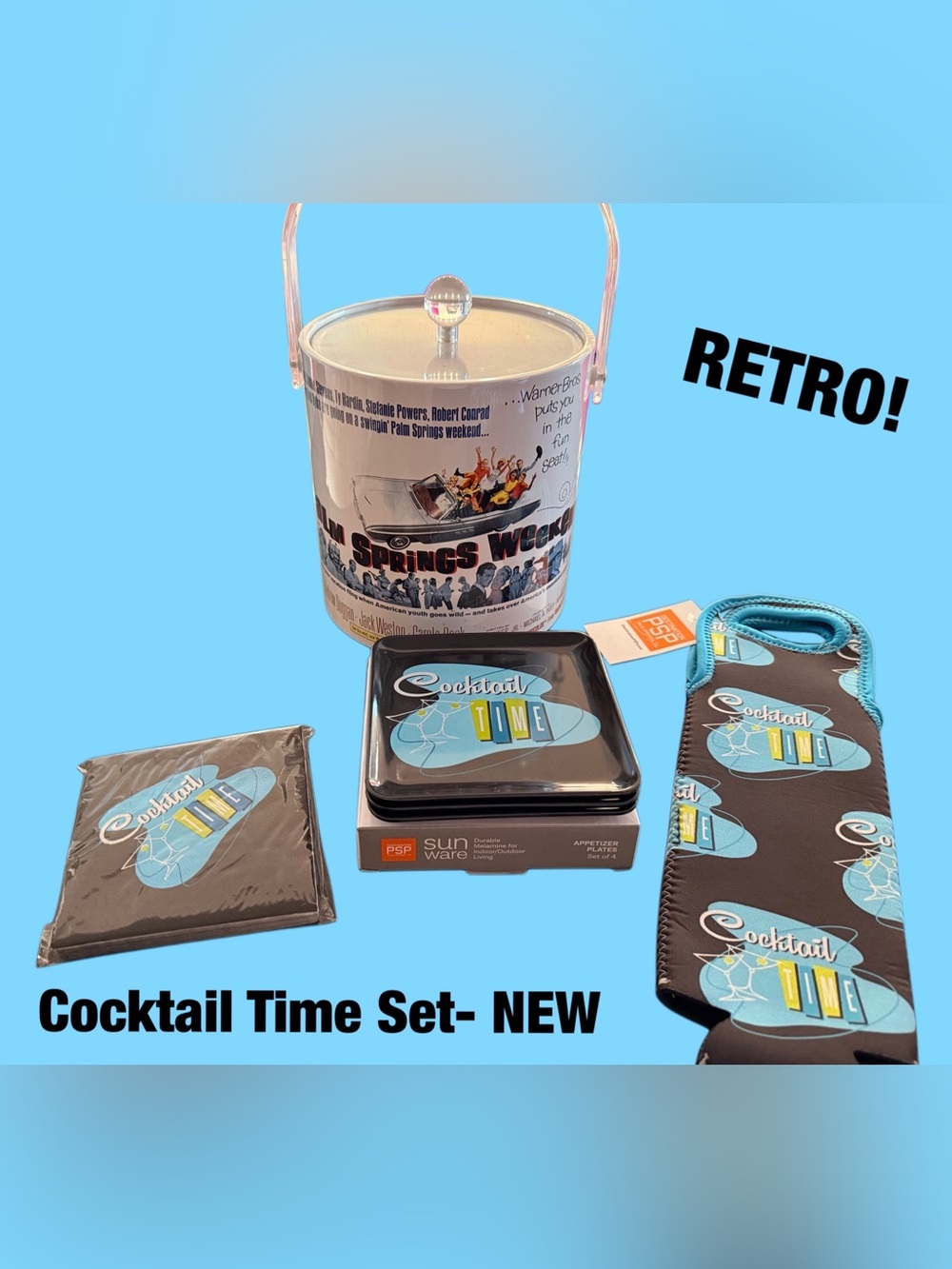 Retro Midcentury Modern Cocktail Time Set- NWT!
